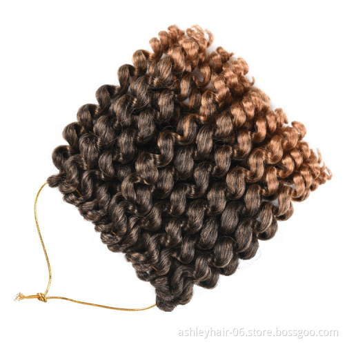 Hot Selling Synthetic Hair 8Inch 85G Pre-looped Jumpy Wand Curl Jamaican Bounce Crochet Braid Hair Twist